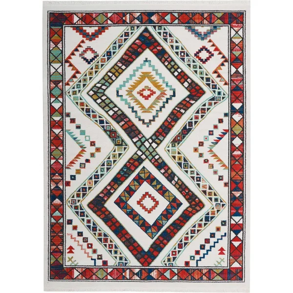 Nourison Tribal Decor Area Rug, White, 7&10x22 x 10&9x22