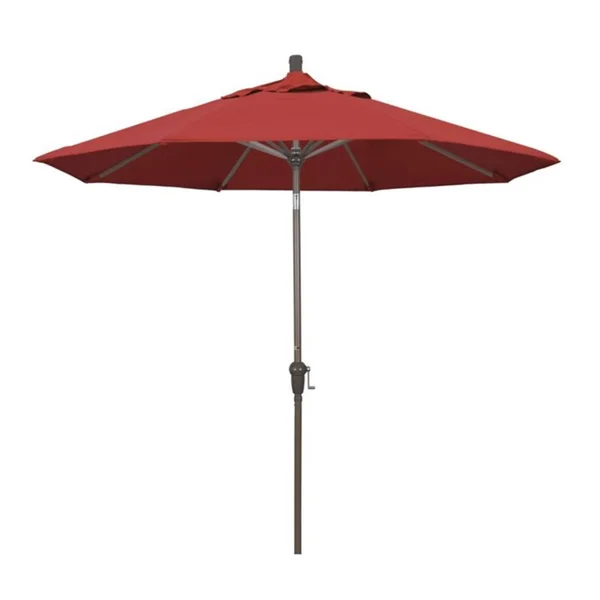 California Umbrella 9ft. Aluminum Market Umbrella Auto Tilt Champagne-Olefin-Red