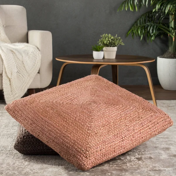 The Curated Nomad Faxon Textured Jute Floor Cushion - 28x22x28x22 - Light Gray