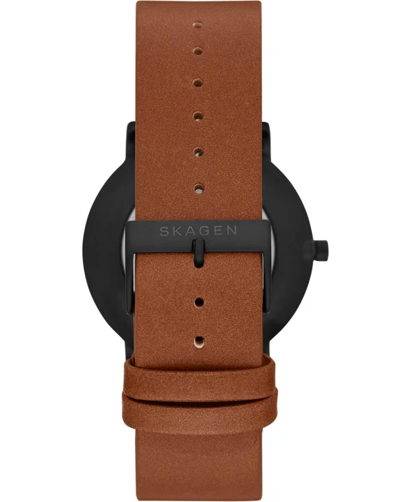 Skagen Hagen SKW7603 Men's 40mm Black Dial Leather Watch