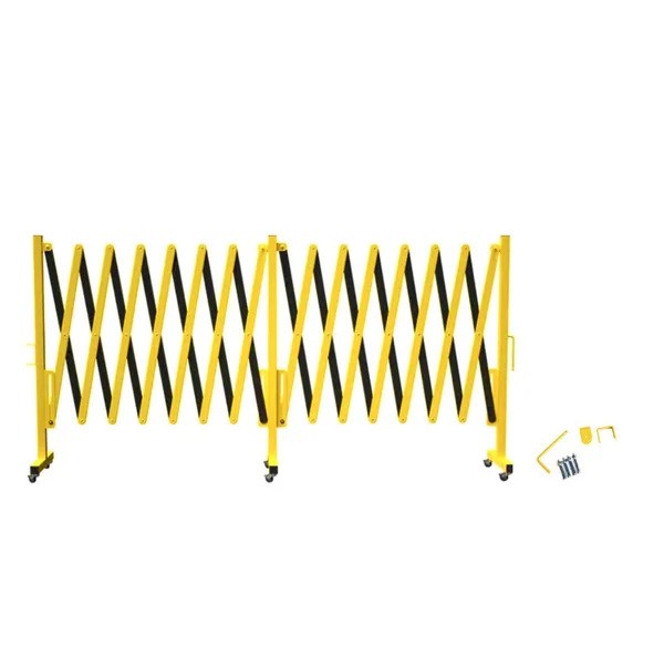 Crowd Control Warehouse Expandable Metal Barricade - 16 Feet, Mobile Safety Barrier Gate, Retractable Traffic Fence
