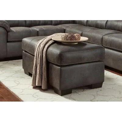 Bellatrix 44x22 Wide Faux Leather Rectangle Standard Ottoman Red Barrel Studio Upholstery Color: Sequoia Ash Faux Leather