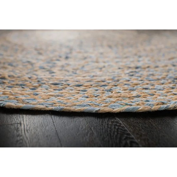 Anji Mountain 6& Round Kerala Denim & Jute Rug