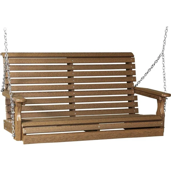 LuxCraft Rollback Recycled Plastic 4& Porch Swing, Antique Mahogany