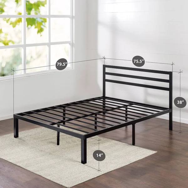 Zinus Quick Lock 14 inch Metal Platform Bed Frame with Headboard - Mattress Foundation, No Box Spring Needed, King