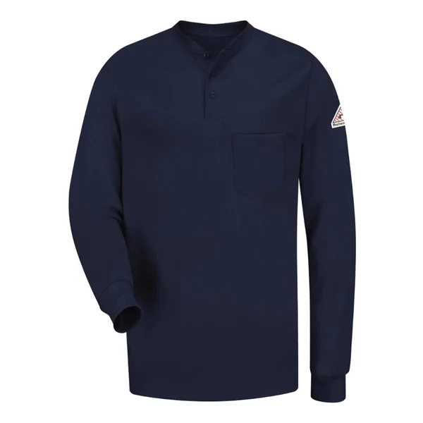 Bulwark - Long Sleeve Tagless Henley Shirt - Excel FR (Tall) L - Navy