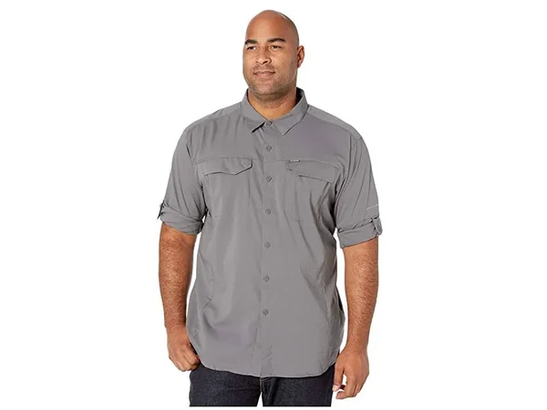 Columbia Big and Tall Silver Ridge Lite Long Sleeve Shirt Men's Long Sleeve Button Up City Grey : 1x