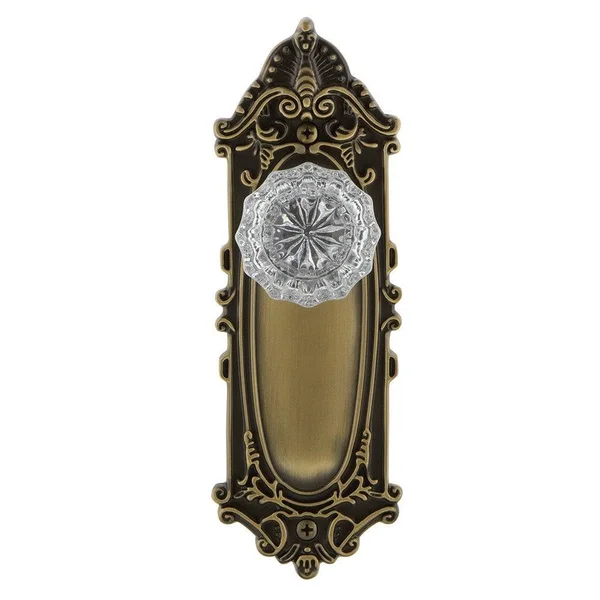 Nostalgic Warehouse 704117 Victorian Plate Double Dummy Crystal Glass Door Knob - Oil-Rubbed Bronze