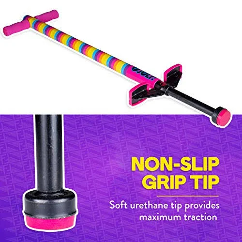Flybar Foam Jolt Pogo Stick for Kids Age 5 and Up, Between 40 to 80 Pounds, Beginners Kids Pogo Stick for Boys and Girls (Rainbo