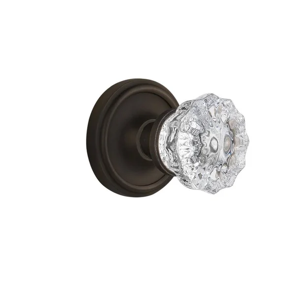 Nostalgic Warehouse Classic Rosette with Crystal Glass Door Knob Double Dummy Oil Rubbed Bronze