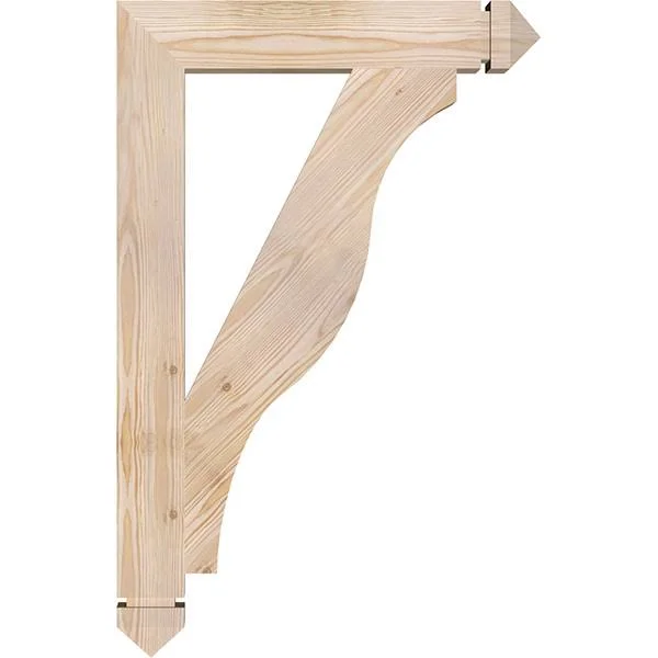 Ekena Millwork BKT04X22X34FST03SDF 3 1/2x22W x 22x22D x 34x22H Funston Arts & Crafts Smooth BRACKET - Douglas Fir