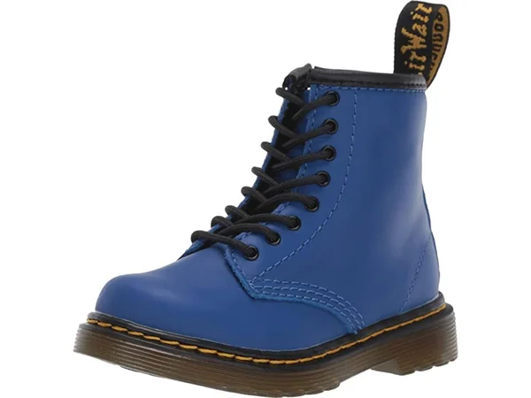 Infant Dr. Martens Brooklee Boot, Kids Unisex, Size: 7 M, Blue Romario Waxy Leather