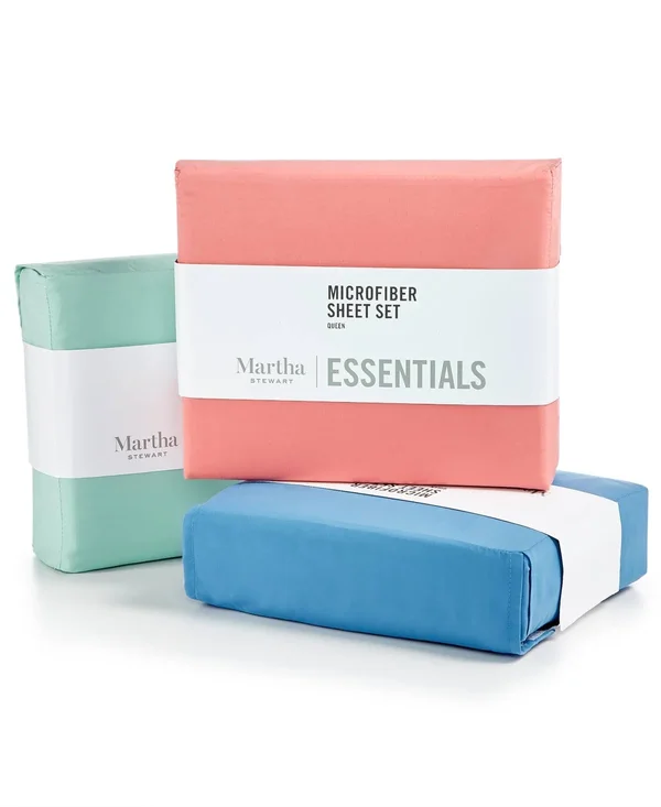 Martha Stewart Essentials Solid Microfiber 4-pc. Full Sheet Set, Created for Macy&s - Blush