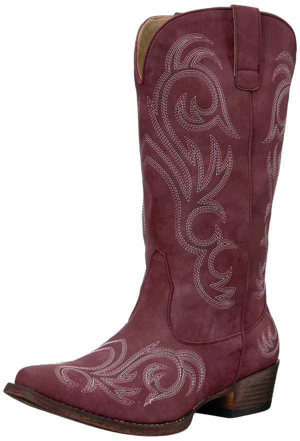 Roper Red Riley Leather Women's Faux Cowboy Boots