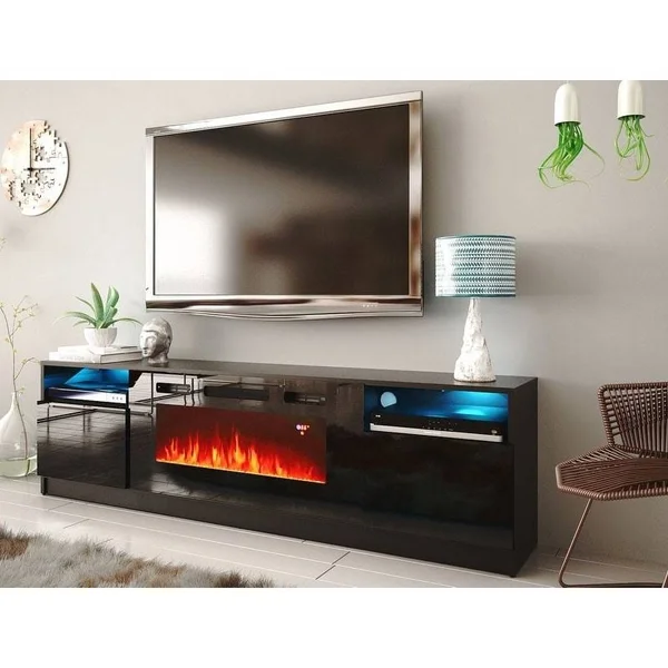 Strick & Bolton Amsden Electric Fireplace TV Stand - Gray
