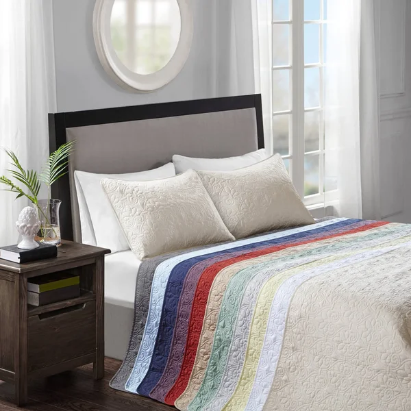 Madison Park Quebec 3 Piece Bedspread Set Navy Queen