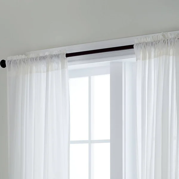 Chambray Voile Yarn-Dyed Ring Top Window Curtain - Violet Ice - Purple, Size 44X108, Cotton, The Company Store