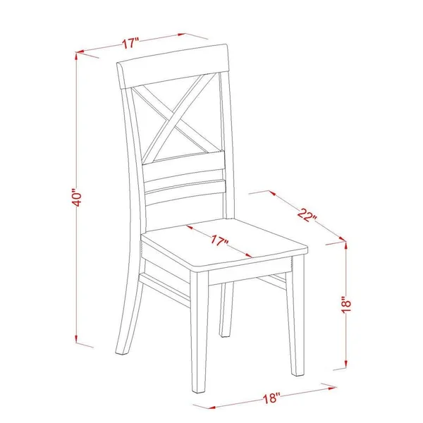 East West Furniture QUC Quincy X-Back Dining Chair (Set of 2), Buttermilk & Cherry