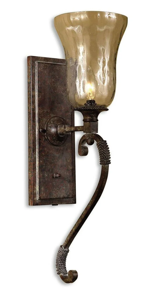 Santerno Mouth Blown Glass and Iron Wall Sconce UM22418