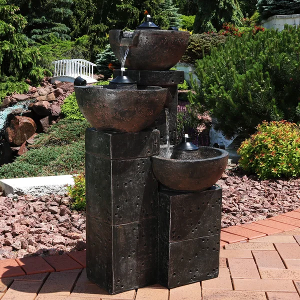 34x22 Burning Bowls 3-Tier Outdoor Water Fountain - Sunnydaze Decor