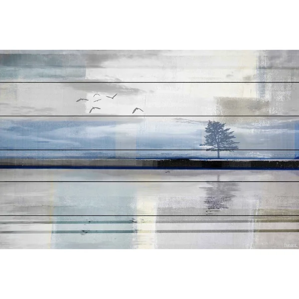 Parvez Taj - &Shimmering Reflection& Painting Print on White Wood 36 x 24