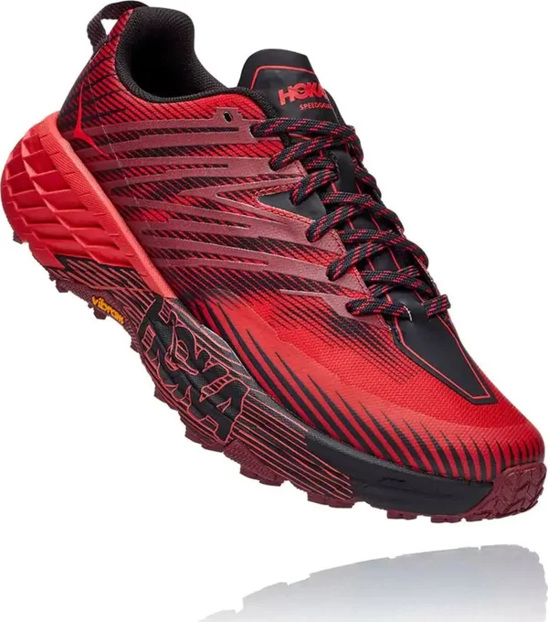 Hoka One One Men's Speedgoat 4 - 8.5 - Cordovan - High Risk Red