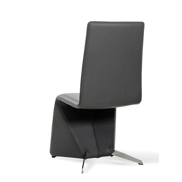 Benjara BM223488 Fully Leatherette Upholstered Metal Frame Dining Chair Black - Set of 2