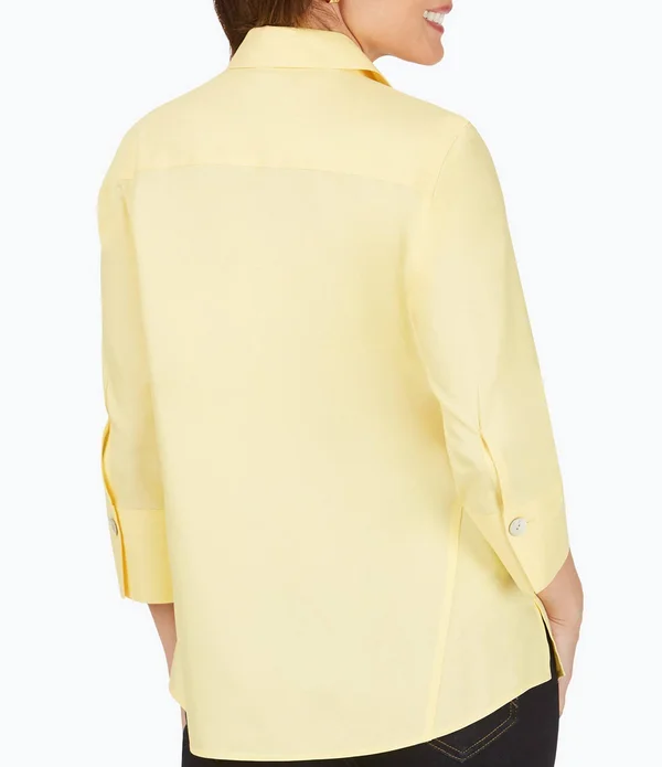 Foxcroft Paityn Solid Pinpoint Oxford Non-Iron Shaped Button Front Point Collar Shirt - Womens, 14, Almond Tart