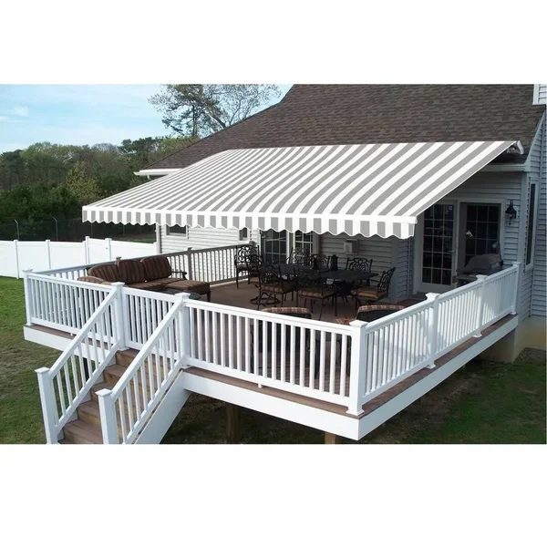 Aleko FAB8X6.5GREYWHT Retractable Awning Fabric Replacement 8 x 6.5 Feet Gray and White Striped