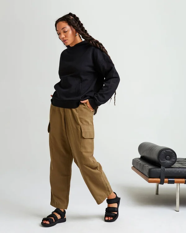 Richer Poorer Women's Recycled Fleece Hoodie, Size Large, Woodgrain