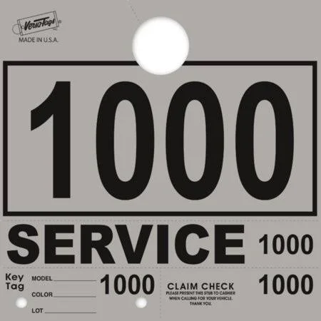 Gray Service Department Hang Tags Window Tag 1000 per Box - 1000-1999