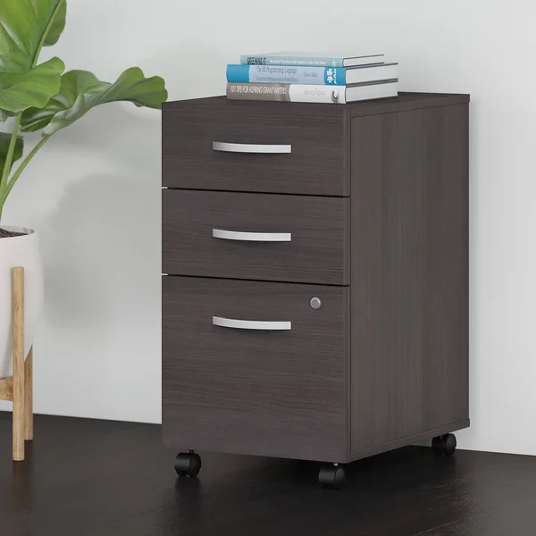 Bush Business Furniture Studio C 3-Drawer Mobile Vertical Filing Cabinet - Storm Gray