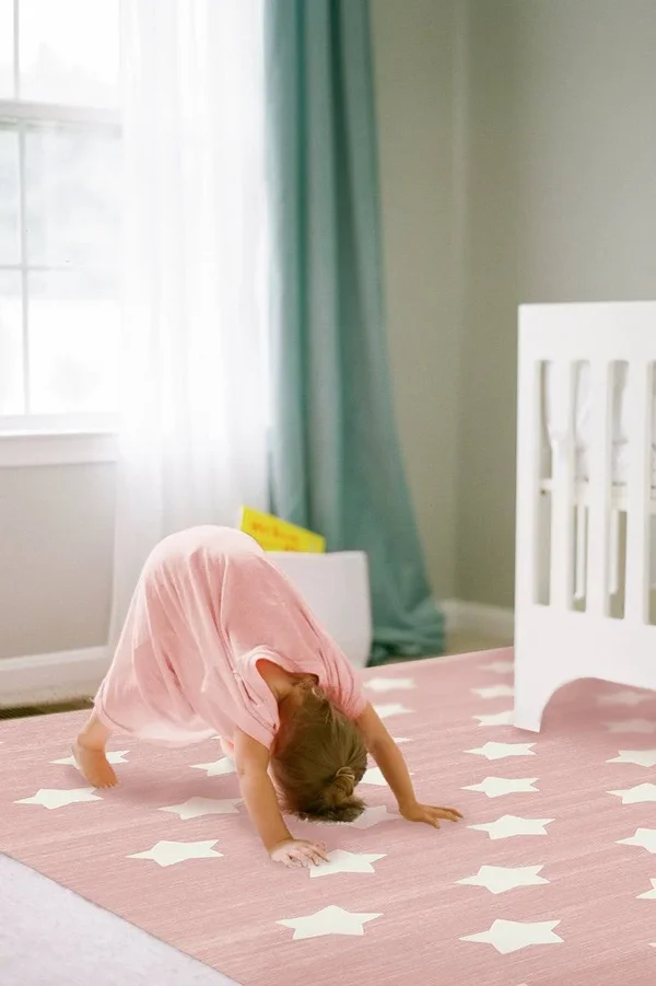 3&x5& - Machine Washable Area Rug, Kid & Pet Friendly, Indoor Rug, Polka Star Pink Rug, Ruggable