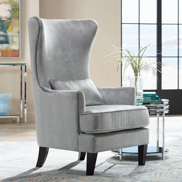 Contemporary Aston 30 1/2-Inch-W Silver Alligator Armchair