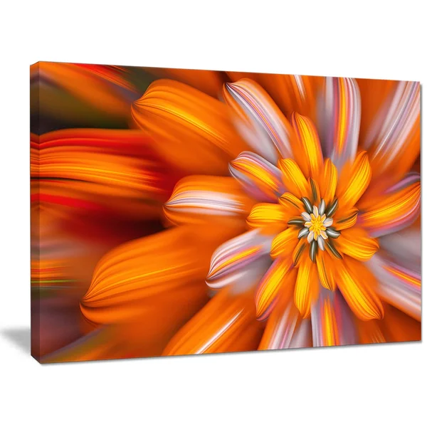 Designart &Massive Orange Fractal Flower & Floral Canvas Art Print, Size: 32 inch x 16 inch
