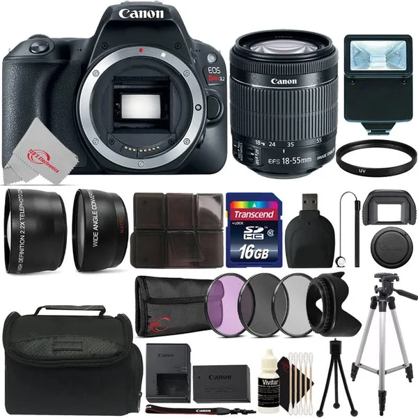 Canon Eos Rebel SL2 - 200D Body+ 3 Lens Kit 18-55mm Is STM + 16GB + fl