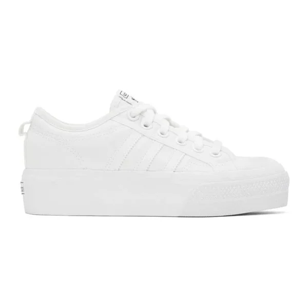 Adidas Originals White Nizza Platform Sneakers - WH/WH - Size: 39.5