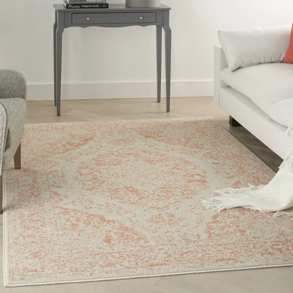 Nourison Tranquil TRA11 Area Rug, Ivory/Pink, 4& x 6&