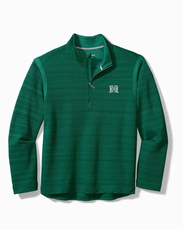 Tommy Bahama Men's Collegiate Tidal Stripe IslandZone Half-Zip Sweatshirt - Hawaii - Size XXXL