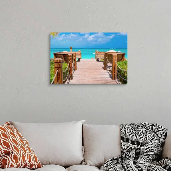 Tropical Landscape on Providenciales Island in The Turks and Caicos - Large Solid-Faced Canvas Wall Art Print, Great Big Canvas