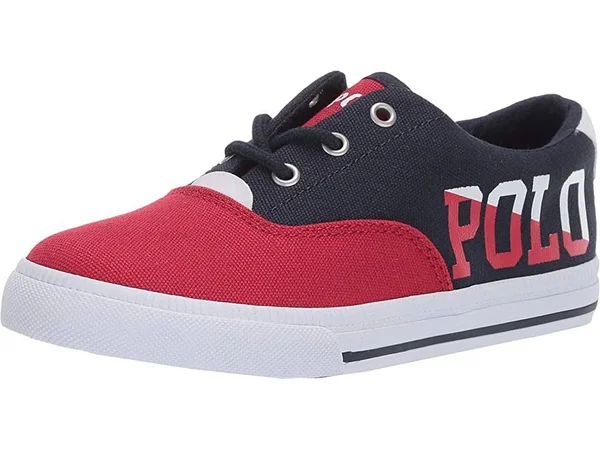 Boys& Polo Ralph Lauren Vaughn II Sneaker - Little Kid - Child, Size: 11.5, Navy/Red/White Canvas/Cotton