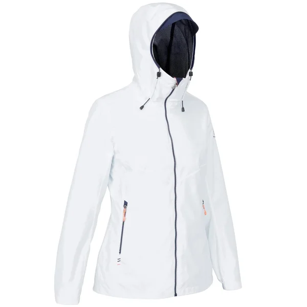 Tribord Women's 100 - Waterproof Sailing Jacket in Snowy White, Size 2XL