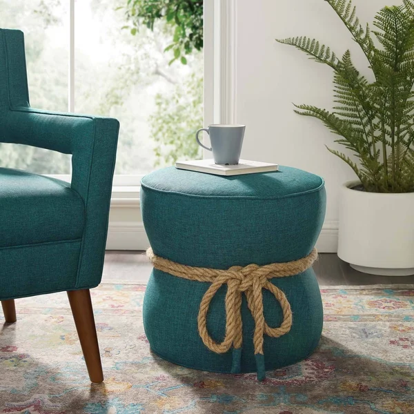 Contemporary Upholstered Living Room Ottoman - Teal