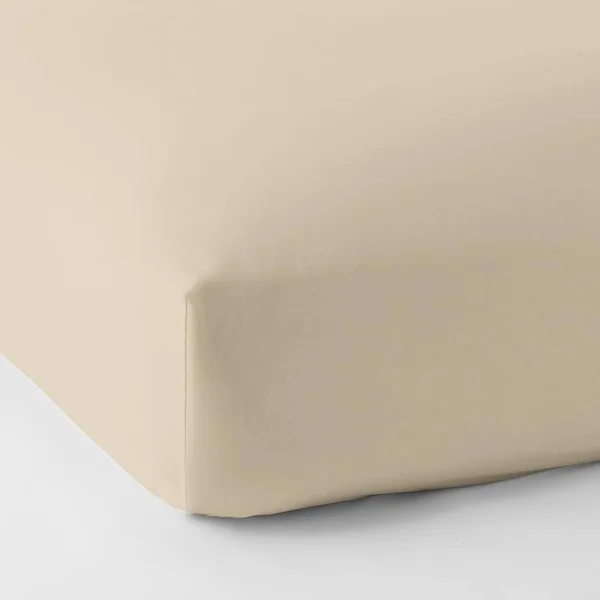 The Company Store Legends Sand Solid 600-Thread Count Egyptian Cotton Sateen Queen Fitted Sheet - Brown