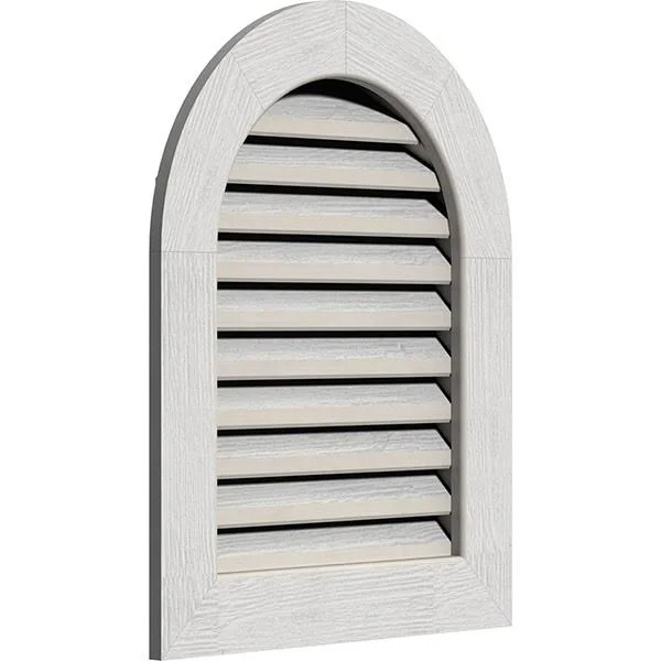 Ekena Millwork GVWRT18X2201RFPWR 18x22W x 22x22H Round Top Gable Vent (23x22W x 27x22H Frame Size): Primed, Functional, Rough Sa