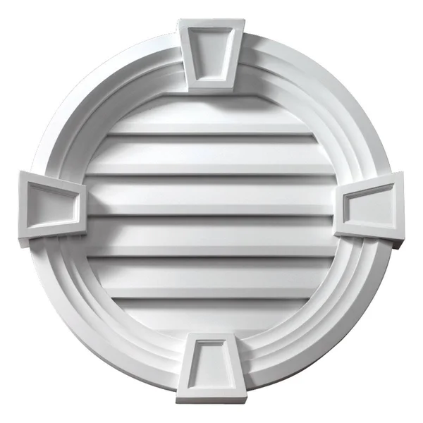 Fypon - Ltd. FRLV18MTK 18x22W x 18x22H x 3 5/8x22P Round Louver w/ Decorative Trim & Keystones, Functional