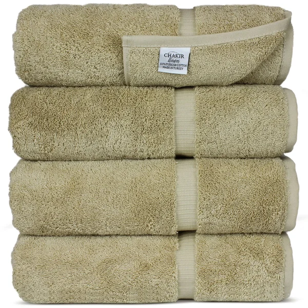 Chakir Turkish Linens Turkish Cotton Luxury Hotel & Spa Bath Towel - Bath Towel - Set of 4, Driftwood