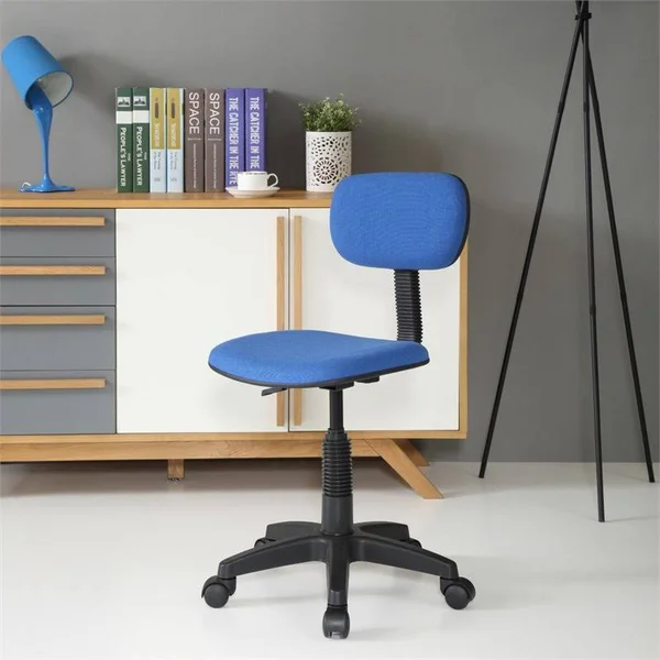 Pemberly Row Adjustable Height Swivel Task Chair in Blue - PR-1644070