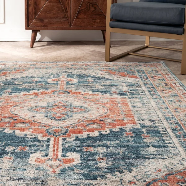 nuLOOM Harley Barbed Mast Medallion Rug, Blue, 4x6 ft
