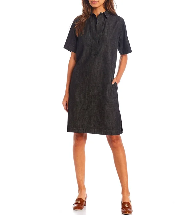 Lauren Ralph Lauren Denim Shift Women's Dress Nightfall Wash : Xs